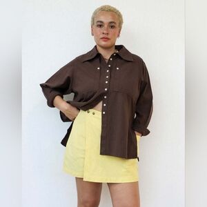 NWT Noble Utility Skort Skirt Shorts In Butter Yellow Sustainable Edgy Size XL